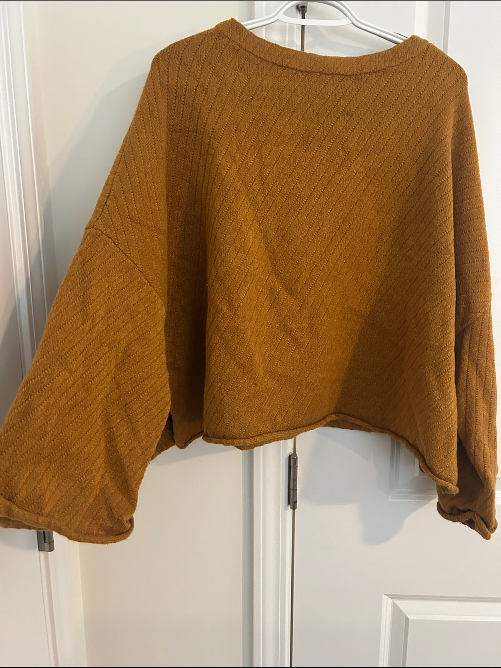 Papermoon Mustard Textured Crewneck Sweater